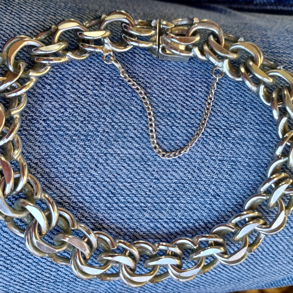 Chunky Vintage Sterling Silver Chain Bracelet